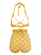 Load image into Gallery viewer, Retro Style High Waisted Elegant Backless Dots Two Pieces Swimsuit Sets