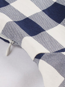 Blue White 1950s Pockets Plaid Dress