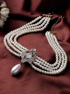 Beautiful White Pearl Statement Necklace for Women & Girls