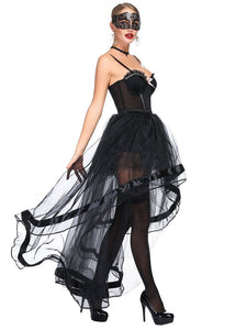 Halloween Costume Gothic Black Vintage Corset  High Low Skirt For Women