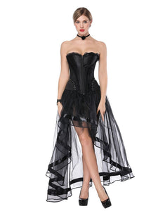 Gothic Costume Halloween Strapless Asymmetrical Skirt And Corset