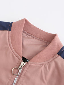 Women's Pilot Style Jacket Daily Fall Winter Casual Two tone Stand Collar Sporty Jacket