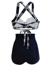 Load image into Gallery viewer, High Waisted Sexy Retro Style Backless Solid Black Two Pieces Bikini Sets