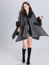 Load image into Gallery viewer, Faux Fur Coat Gingham Women ‘s Overcoat With Pockets