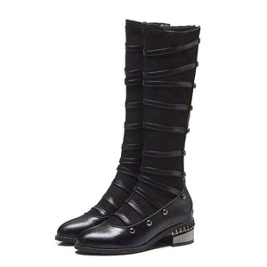 Women's Boots Platform Round Toe PU Knee High Boots Casual