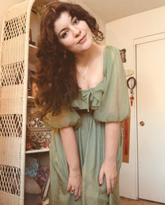 Green Mid Centuries Ruffles Vintage Maxi Dress