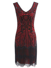Load image into Gallery viewer, 5Color 1920S Sequined Fringe Gatsby Flapper Dress