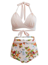 Load image into Gallery viewer, Sexy Classical Vintage Style Solid Background With Floral Two Pieces Bikini Sets