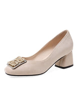 Load image into Gallery viewer, Chunky Heel  Square Toe Suede Vintage Shoes