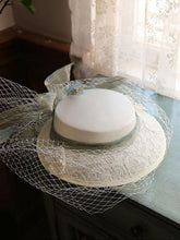 Load image into Gallery viewer, Flower Embroidery Bow Rhinestone Tulle Decoration 1950S Hat 