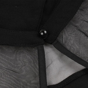 Black Tailored Collar Semi-sheer Short Sleeve Dress