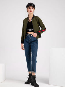 Women's Pilot Style Jacket Street Daily Fall Winter Casual Solid Color Stand Collar Sporty Jacket