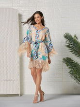 Load image into Gallery viewer, Women&#39;s Boho Dress Fringe Floral Printed Midi Length Dress