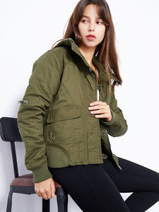 Women's Jacket Street Daily Holiday Fall Winter Turndown Collar Cotton Warm Solid Color Jacket
