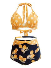 Load image into Gallery viewer, Sexy Classical Vintage Style Dots And Floral Two Pieces Bikini Sets