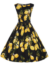 Load image into Gallery viewer, Sweet Lemon Printed Cotton 50s Flapper Dress