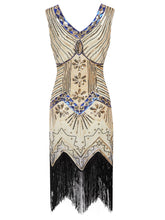 Load image into Gallery viewer, 3 Colors 1920s  Sequined Fringed Flapper Dress