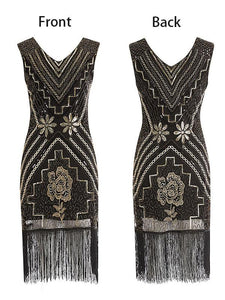 3 Colors 1920s V Neck Sequined Flapper Dress