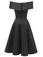 Load image into Gallery viewer, Navy 1950s Off Shoulder Swing Dress