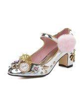 Load image into Gallery viewer, 9.5CM Luxury Pompom Chunky Heels Retro Shoes