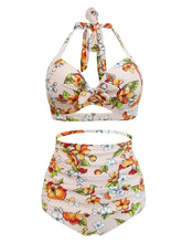 Load image into Gallery viewer, High Waisted Sexy Retro Style Backless Floral Two Pieces Bikini Sets