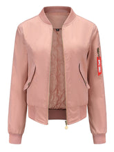 Load image into Gallery viewer, Women&#39;s Pilot Style Jacket Daily Zippered Fall Winter Casual Solid Color Stand Collar Sporty Jacket