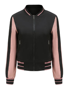 Women's Jacket Street Daily Fall Winter Casual Two Tone Stand Collar Sporty Jacket