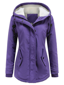 Women's Parker Coat Daily Going Out Fall Winter Casual Waisted Solid Color Oversized Hoodie Coat