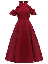 Load image into Gallery viewer, Elegant Open Shoulder CrewNeck Dress