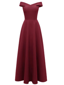 Pink 1950s Off Shoulder Vintage Maxi Dress