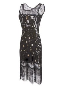 Green 1920s Peacock Sequined Flapper Dress