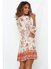 Load image into Gallery viewer, Women&#39;s Boho Dress Floral Printed V Neck Beach Dress Half Sleeve