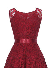 Load image into Gallery viewer, Lace V Neck Sleeve Less High Low Hem Vintage Dress