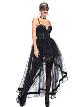 Load image into Gallery viewer, Halloween Costume Gothic Black Vintage Corset  High Low Skirt For Women