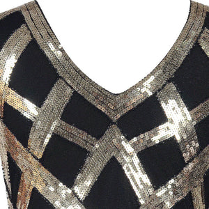 Black 1920S Retro Sequin Fringed Flapper Dress