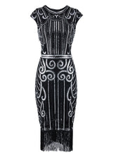 Load image into Gallery viewer, Green 1920s Crew Neck Sequined Flapper Dress