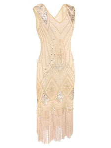 4 Colors 1920s V Neck Sequined Flapper Dress