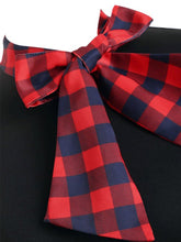 Load image into Gallery viewer, 1950S Bow Collar Plaid Swing Dress 