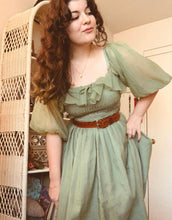 Load image into Gallery viewer, Green Mid Centuries Ruffles Vintage Maxi Dress
