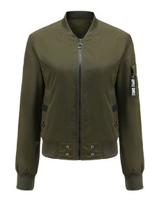 Pilot Style Jacket Daily Going out Fall Winter Casual Solid Color Stand Collar Sporty Jacket For Women
