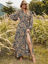 Load image into Gallery viewer, Women&#39;s Floral Boho Dress Long Sleeve Split Skirt Beach Party Dress