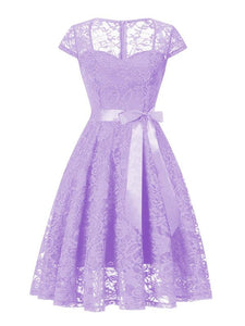 Lace Queen Anne Collar Cap Sleeve Vintage Dress