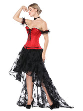 Load image into Gallery viewer, Halloween Costume Gothic Women Red Vintage Corset Top And High Low Skirt