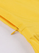 Load image into Gallery viewer, Short Sleeve Notch Collar Solid Yellow A Line Cocktail Vintage Cotton Dress