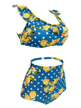 Load image into Gallery viewer, Floral Retro Style Slide Pleated Two Pieces Bikini Sets
