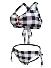 Load image into Gallery viewer, High Waisted Sexy Retro Style Backless Plaid Two Pieces Bikini Sets