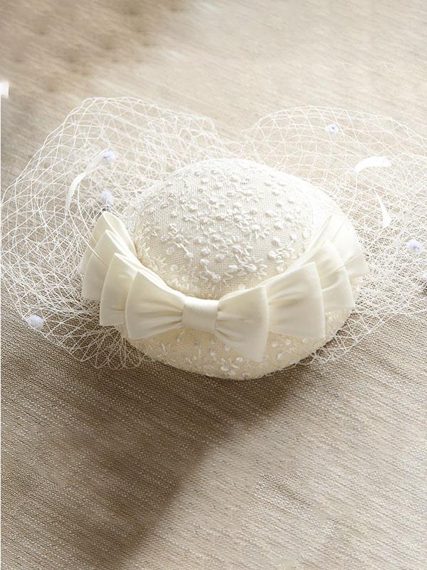 Sweet Bow Lace Tulle Net 1950S Hat