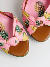 Load image into Gallery viewer, Fruit Heel Pineapple Print Platform Bow Vinatge Sandals
