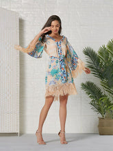 Load image into Gallery viewer, Women&#39;s Boho Dress Fringe Floral Printed Midi Length Dress