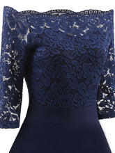 Load image into Gallery viewer, Off the Shoulder Half Sleeve Lace 50s Dress